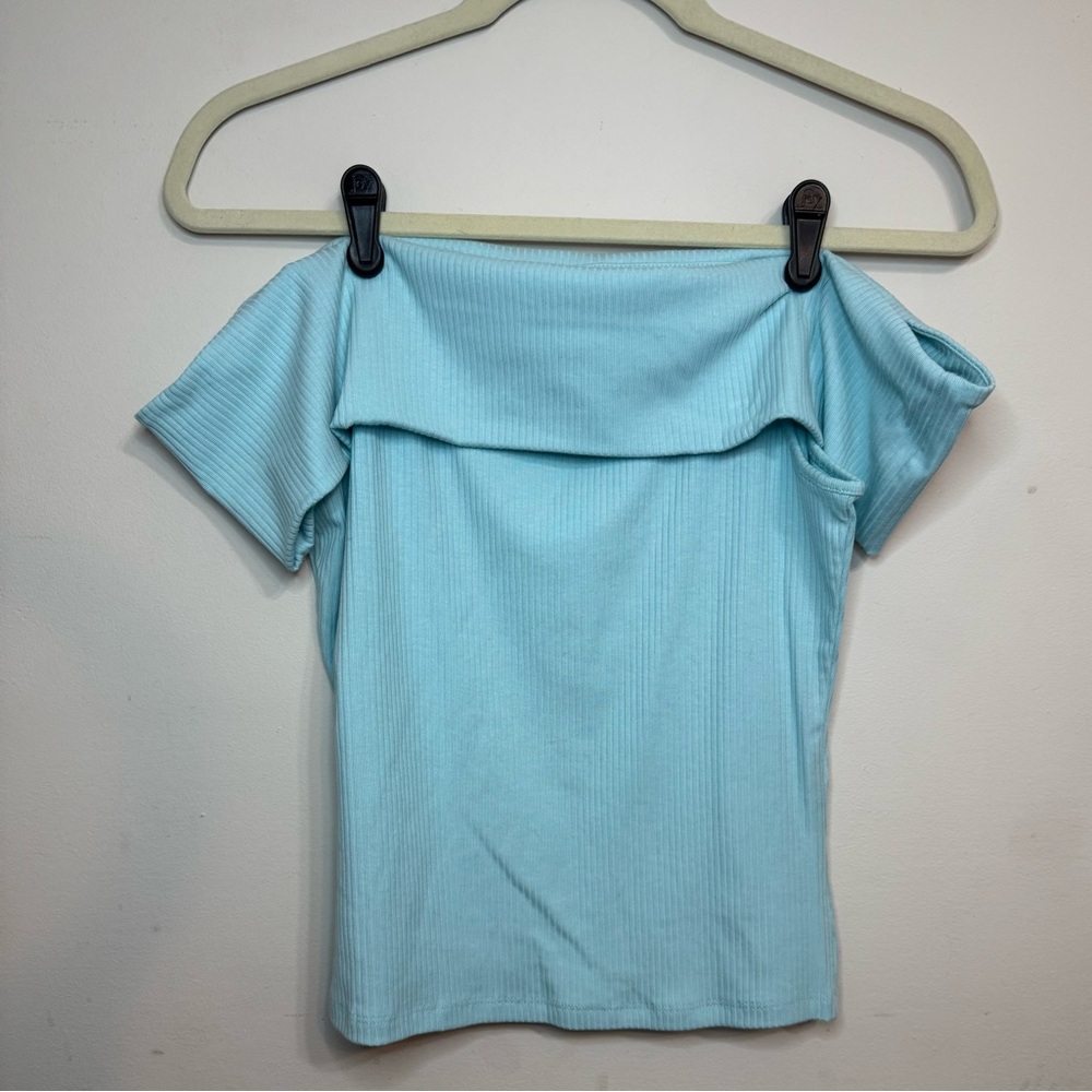 Old Navy NWOT | Light Blue Off the Shoulder Womens Ribbed Top | Size Large
